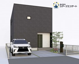 太宰府市朱雀、新築一戸建ての完成予想図（外観）画像です