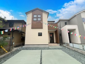 福岡市東区八田、新築一戸建ての外観画像です