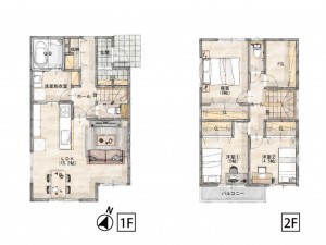 春日市昇町、新築一戸建ての間取り画像です