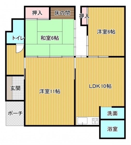 福岡市東区筥松、中古一戸建ての間取り画像です