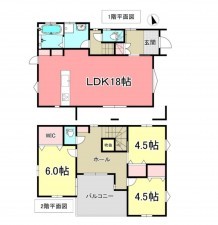 糟屋郡宇美町宇美東、中古一戸建ての間取り画像です
