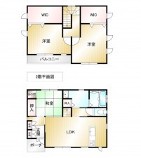 筑紫野市武蔵、中古一戸建ての間取り画像です