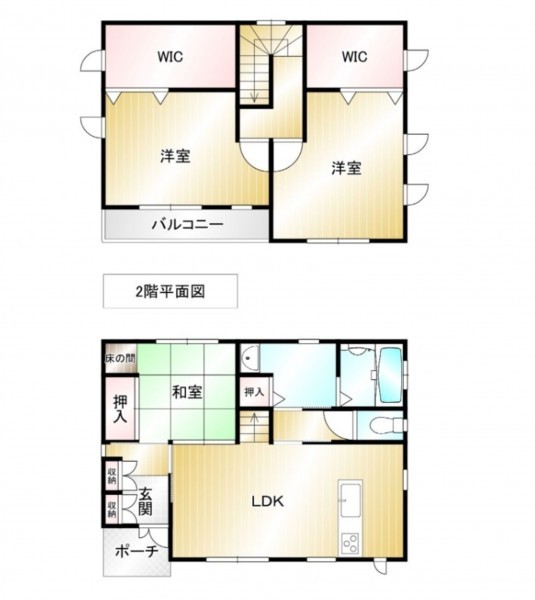 筑紫野市武蔵、中古一戸建ての間取り画像です