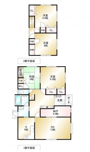 筑紫野市大字永岡、中古一戸建ての間取り画像です
