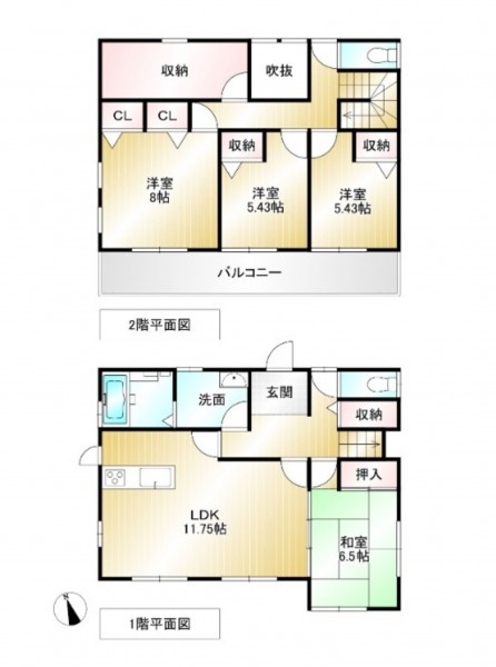 大野城市月の浦、中古一戸建ての間取り画像です