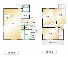 春日市昇町、中古一戸建ての間取り画像です