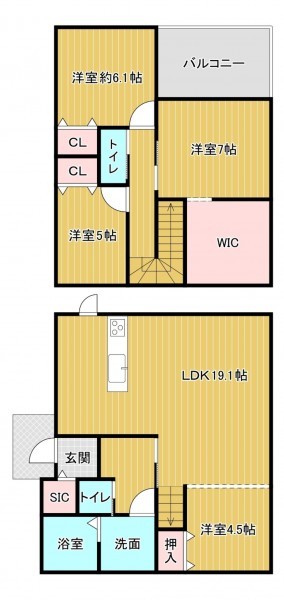 糟屋郡宇美町大字井野、中古一戸建ての間取り画像です