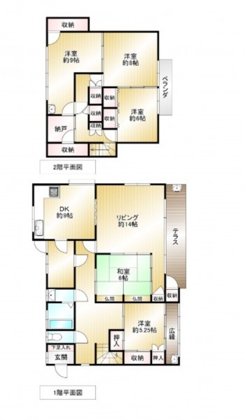 小郡市三沢、中古一戸建ての間取り画像です