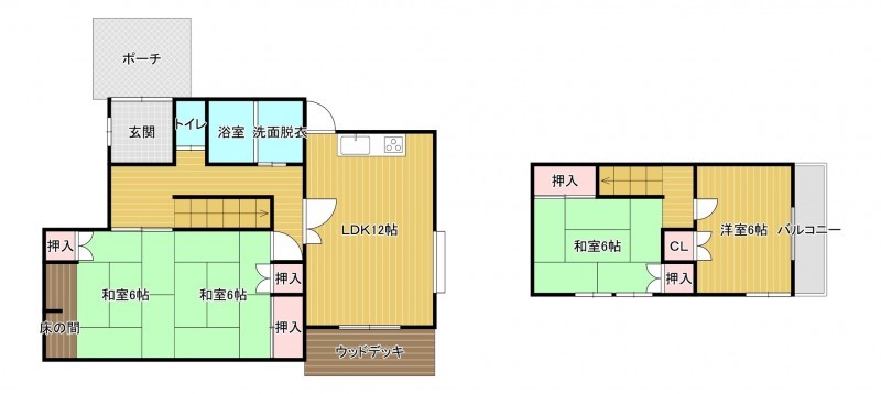 那珂川市王塚台、中古一戸建ての間取り画像です