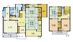 糟屋郡篠栗町中央、中古一戸建ての間取り画像です