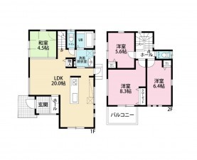 福岡市西区今宿青木、中古一戸建ての間取り画像です