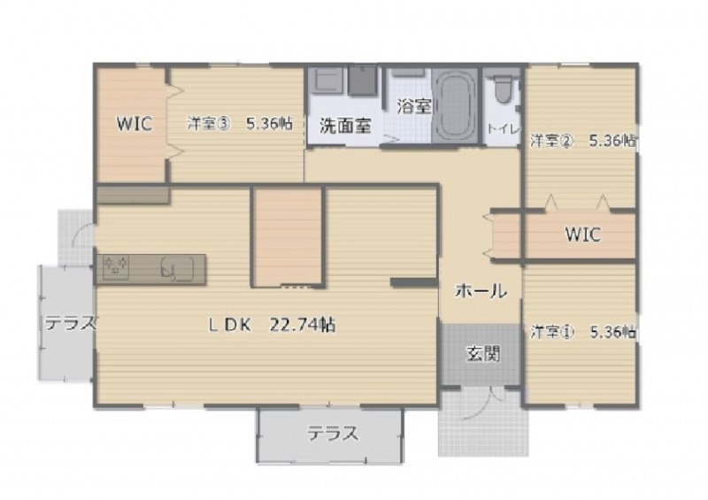 糟屋郡宇美町障子岳南、中古一戸建ての間取り画像です