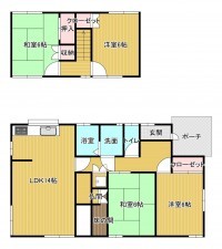 太宰府市青山、中古一戸建ての間取り画像です