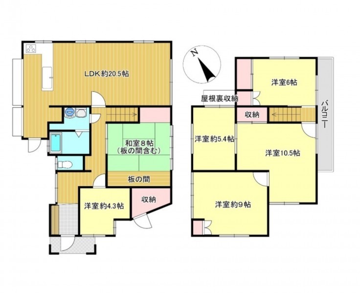 福岡市南区老司、中古一戸建ての間取り画像です