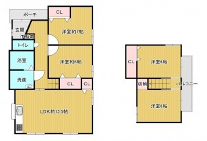 筑紫野市大字下見、中古一戸建ての間取り画像です