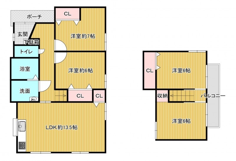 筑紫野市大字下見、中古一戸建ての間取り画像です