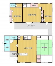 那珂川市片縄西、中古一戸建ての間取り画像です