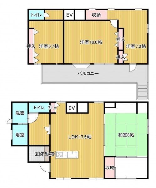 那珂川市片縄西、中古一戸建ての間取り画像です