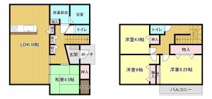 糟屋郡志免町片峰中央、中古一戸建ての間取り画像です