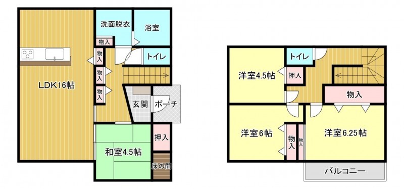 糟屋郡志免町片峰中央、中古一戸建ての間取り画像です