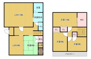 福岡市西区今宿青木、中古一戸建ての間取り画像です