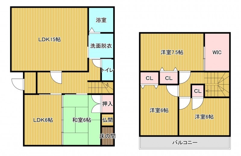 福岡市西区今宿青木、中古一戸建ての間取り画像です