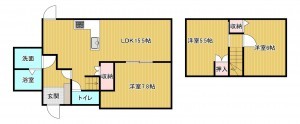 福岡市東区水谷、中古一戸建ての間取り画像です