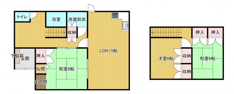 太宰府市水城、中古一戸建ての間取り画像です
