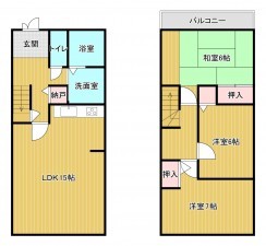 筑紫野市紫、中古一戸建ての間取り画像です