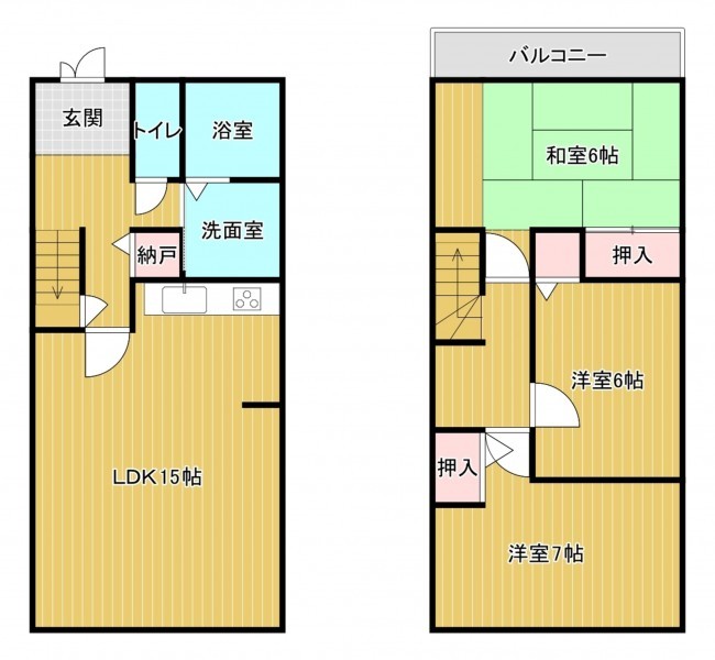 筑紫野市紫、中古一戸建ての間取り画像です