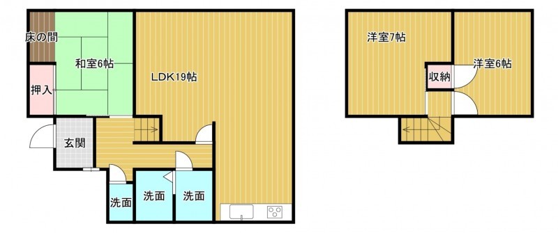 糸島市曽根、中古一戸建ての間取り画像です