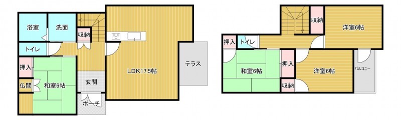 糸島市篠原西、中古一戸建ての間取り画像です