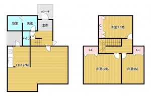 糟屋郡宇美町神武原、中古一戸建ての間取り画像です