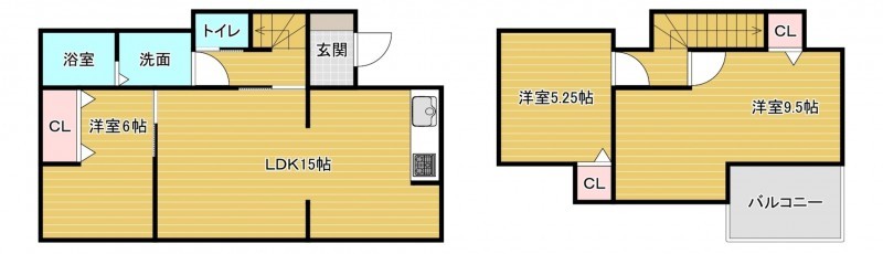 福岡市南区老司、中古一戸建ての間取り画像です