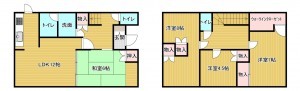 福岡市南区柏原、中古一戸建ての間取り画像です