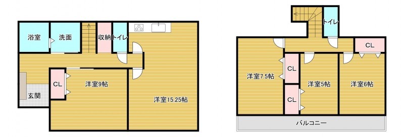 糸島市志摩稲葉、中古一戸建ての間取り画像です