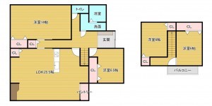 糸島市篠原東、中古一戸建ての間取り画像です