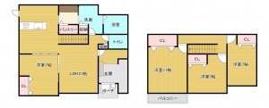 糸島市二丈深江、中古一戸建ての間取り画像です