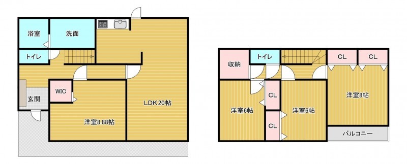 糸島市二丈深江、中古一戸建ての間取り画像です