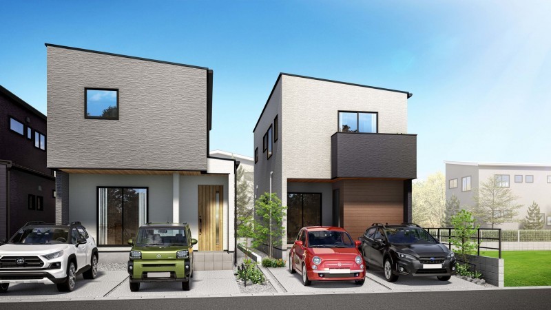 福岡市早良区原、新築一戸建ての完成予想図（外観）画像です