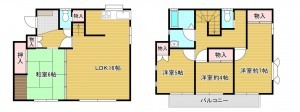 筑紫野市美しが丘南、中古一戸建ての間取り画像です