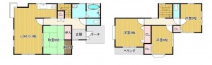 三井郡大刀洗町大字山隈、中古一戸建ての間取り画像です