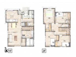 糟屋郡粕屋町原町、新築一戸建ての間取り画像です