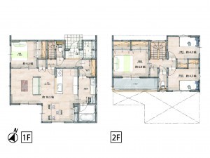 福岡市西区太郎丸、新築一戸建ての間取り画像です