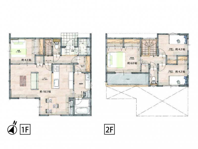福岡市西区太郎丸、新築一戸建ての間取り画像です