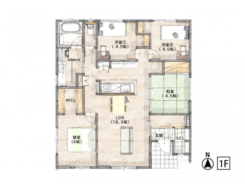 神埼市神埼町本堀、新築一戸建ての間取り画像です
