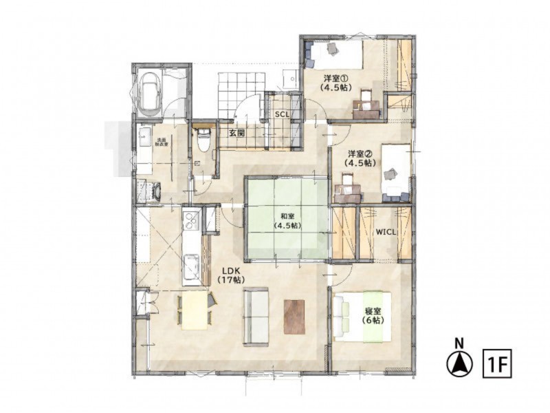 神埼市神埼町本堀、新築一戸建ての間取り画像です