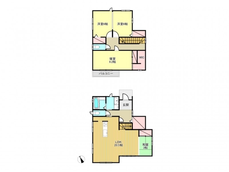 太宰府市高雄、中古一戸建ての間取り画像です