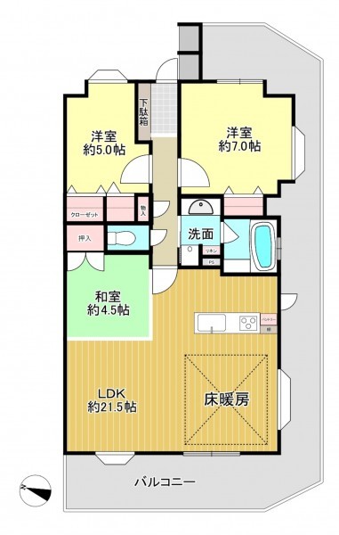 筑紫野市針摺中央、マンションの間取り画像です