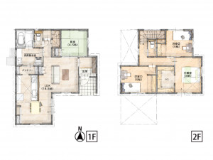 久留米市津福今町、新築一戸建ての間取り画像です